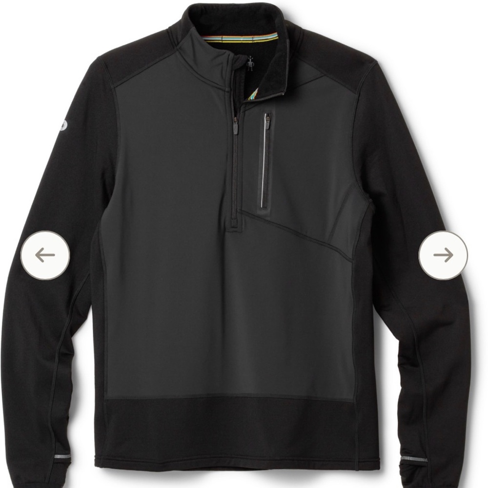 Smartwool Men's Active Fleece / Wool Black Half Zip Pullover Jacket - size Large